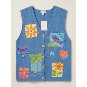 Northern Isles Embroidered Button Vest Teachercore, cottage core Size XL